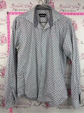 Bugatchi shirt long sleeve White Button-Up Shirt blue Pink Black popsicle print